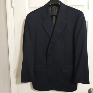 Vintage Saks Fifth Avenue Men's Wool Pinstripe Black Coat Blazer Jacket Size 44R